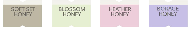 Soft Set Honey, Blossom Honey, Borage Honey and Heather Honey